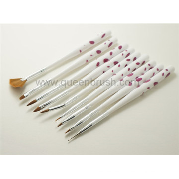 Beauty Cosmetics 9PCS Plastic Handle Nail Arts Makeup Brush Set
